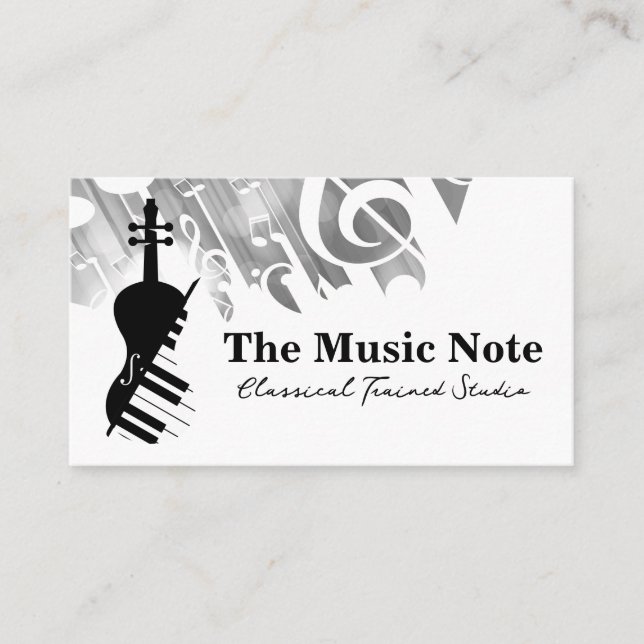 Violin Piano Logo | Music Business Card (Front)