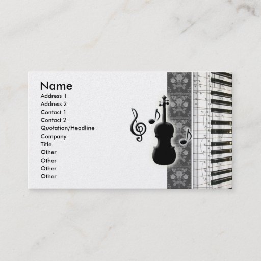 Customizable Violin Piano &amp; Music Notes Business Cards