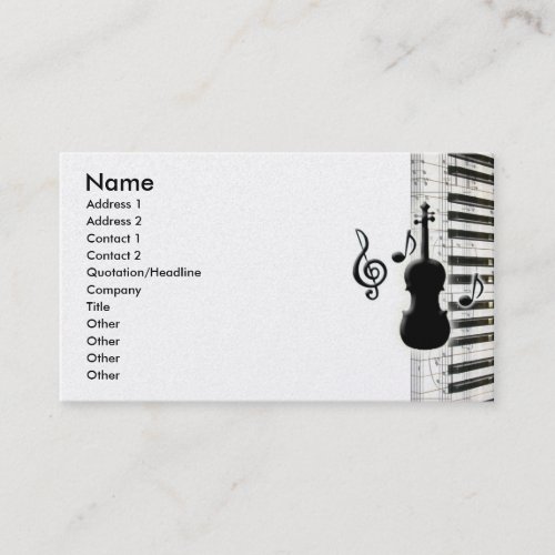 Violin Piano &amp; Music Notes Business Cards