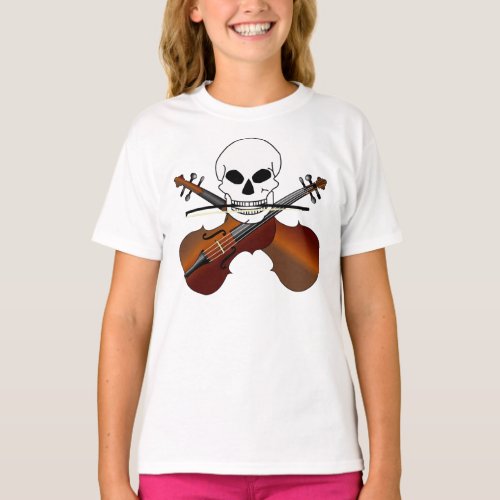 Violin Pirate Skull Funny Music Gift T_Shirt