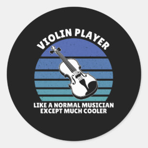 Violin player classic round sticker