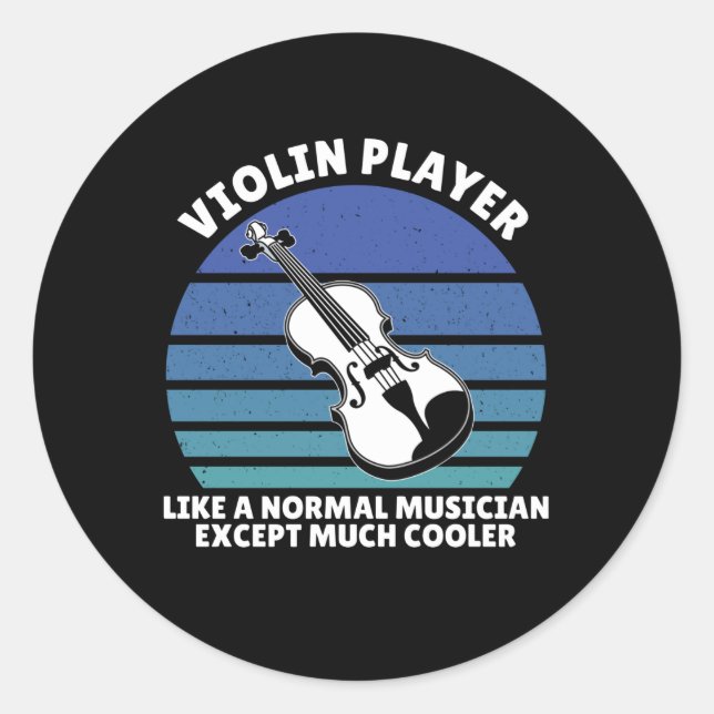 Violin player classic round sticker (Front)