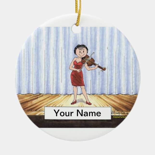 Violin Player - Female Ceramic Ornament (Front)