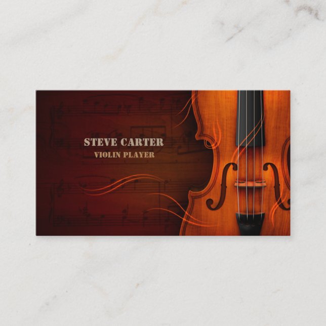 Violin Player Music Instrument Artist Business Card (Front)