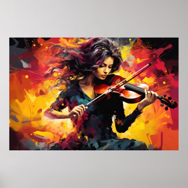 Violin Player Music Painting Abstract Art Decor (Front)