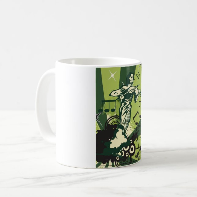 Violin Player Musical Notes Coffee Mug (Front Left)