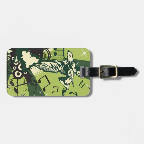 Violin Player Musical Notes Luggage Tag