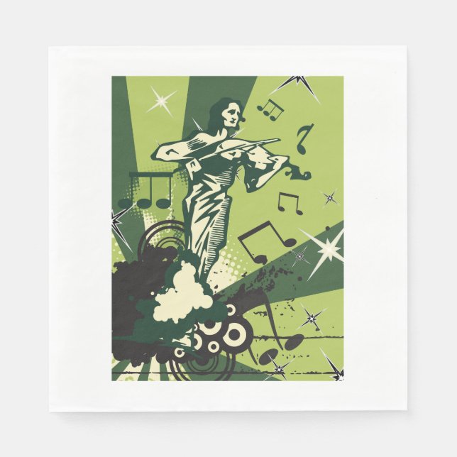 Violin Player Musical Notes Napkins (Front)