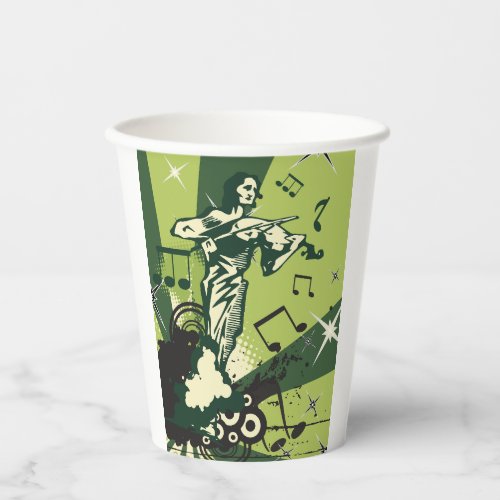 Violin Player Musical Notes Paper Cups