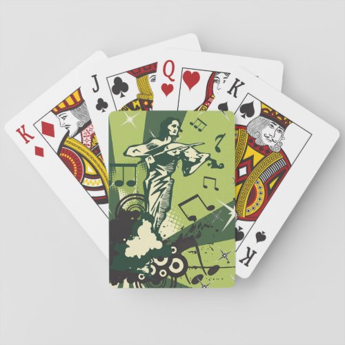 Violin Player Musical Notes Playing Cards