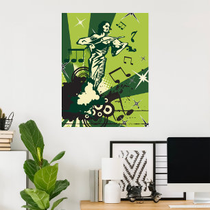 Violin Player Musical Notes Poster