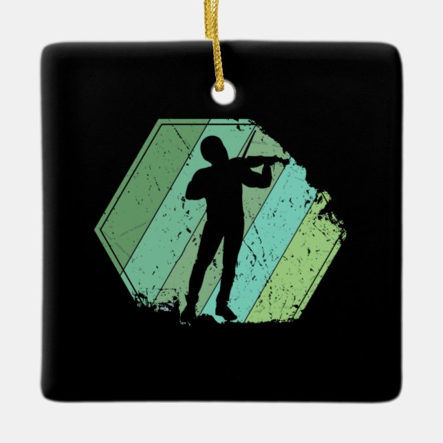 Violin Player Retro Ceramic Ornament (Front)
