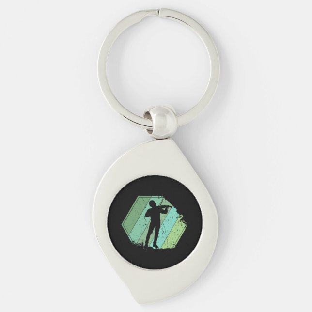 Violin Player Retro Keychain (Front)