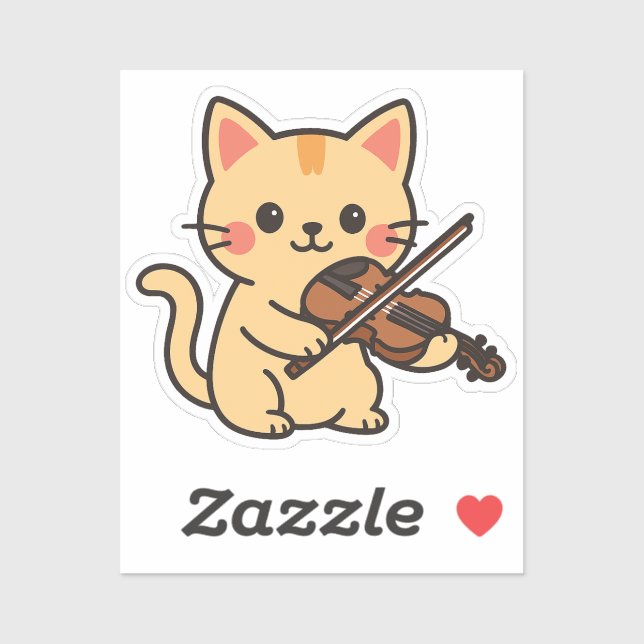 Violin Playing Cat Design Sticker (Sheet)