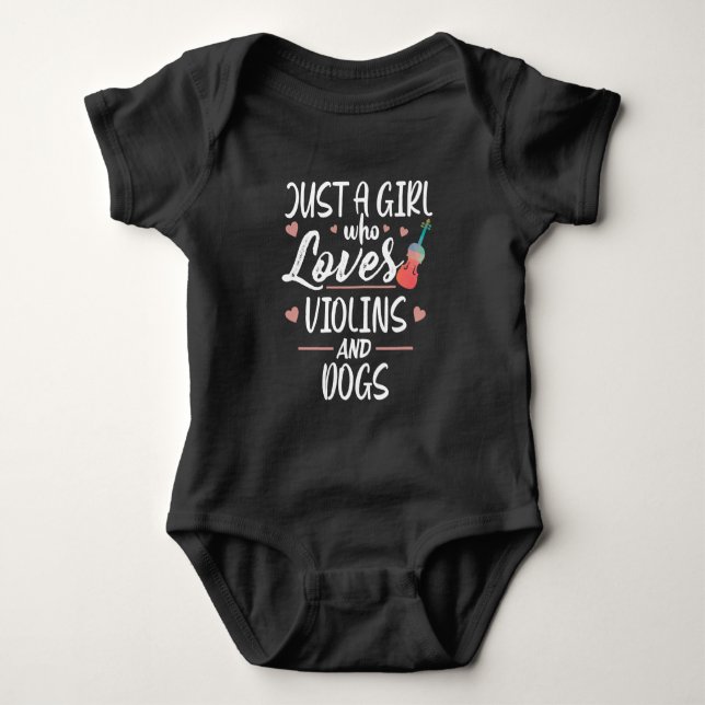 Violin Playing Girl Musician Orchestra Dog Love Baby Bodysuit (Front)