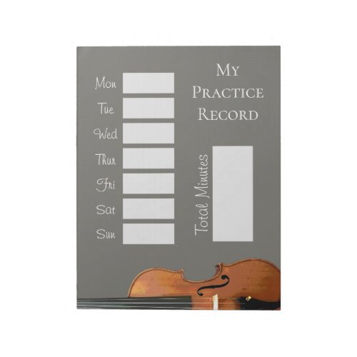 Violin Practice Record Music Lessons Notepad