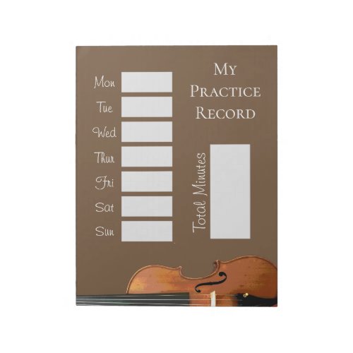 Violin Practice Record Notepad