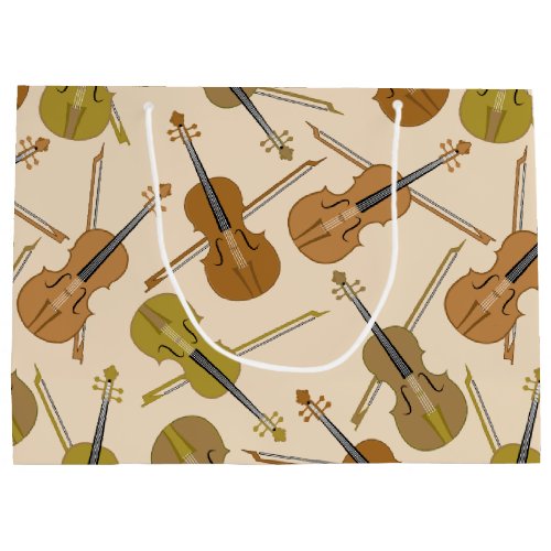 Violin Print Pattern Large Gift Bag