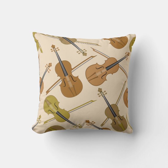 Violin Print Pattern Throw Pillow (Front)