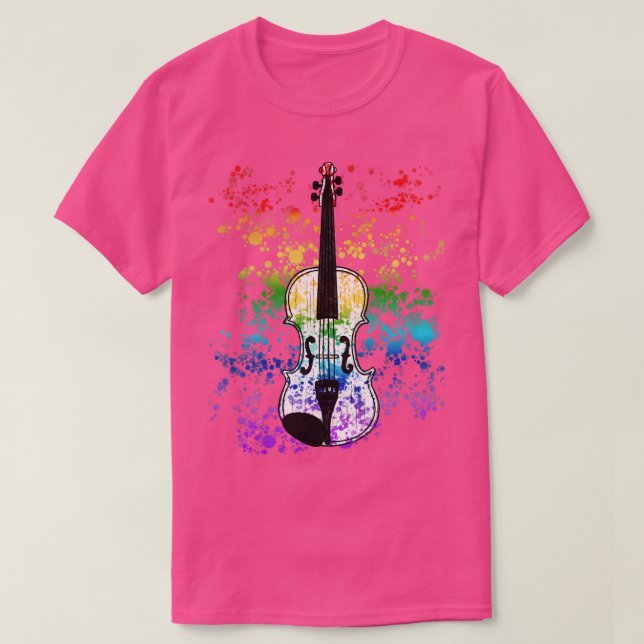 Violin Rainbow Colours Violinist String Player Orc T-Shirt (Design Front)