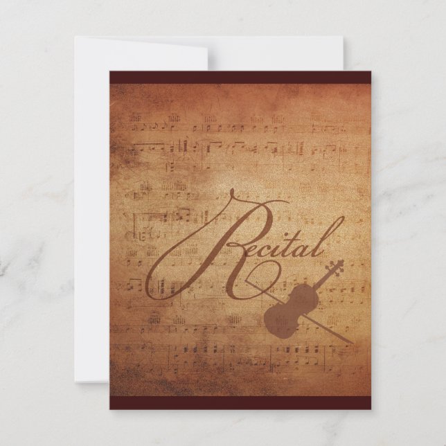Violin Recital Antique Sheet Music Personalized Invitation (Front)