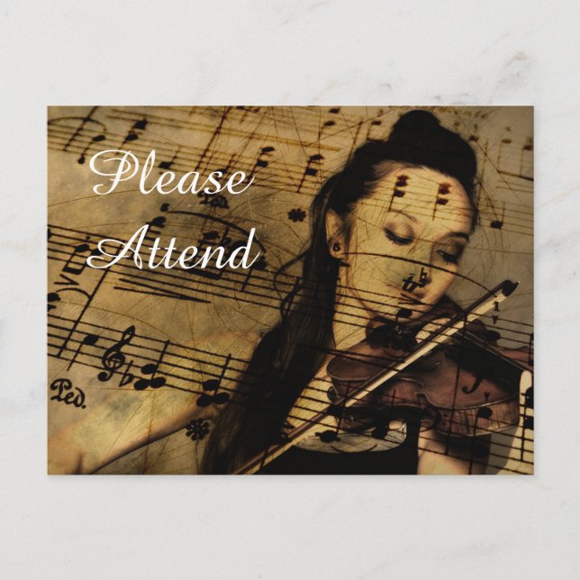 Violin Recital or Concert Music Invitations (Front)