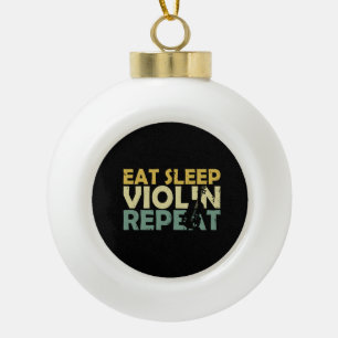Violin Retro Ceramic Ball Christmas Ornament