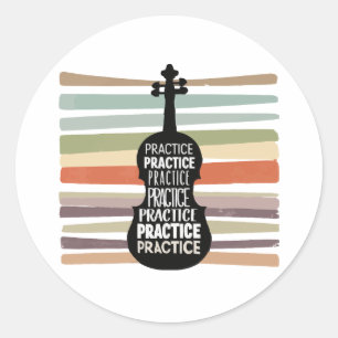 violin retro classic round sticker