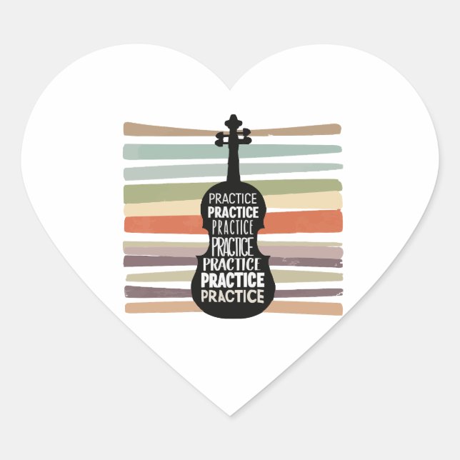 violin retro heart sticker (Front)