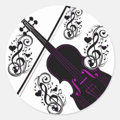 ViolinRocking love_ Classic Round Sticker
