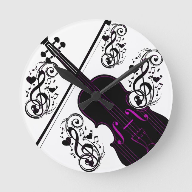Violin,Rocking love_ Round Clock (Front)