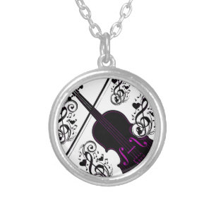 Violin,Rocking love_ Silver Plated Necklace