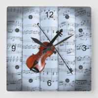 Violin ~ Rolled Sheet Music ~ Blue Tint Background
