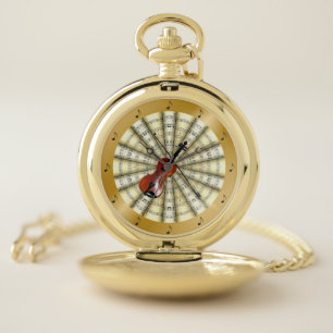 Violin ~ Rolled Sheet Music ~ Gold Ring ~ Notes ~ Pocket Watch