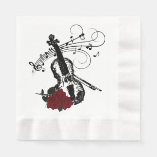 Violin , Roses and Music Napkins
