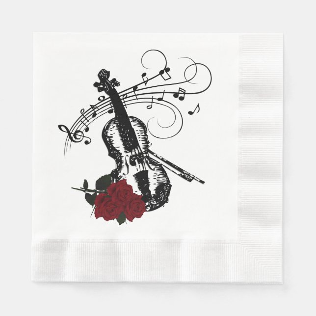 Violin , Roses and Music Napkins (Front)