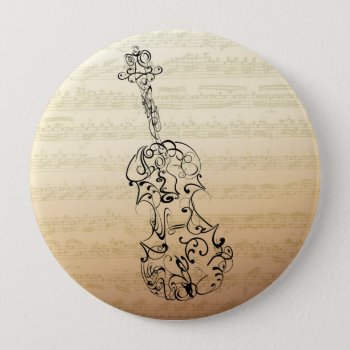 Violin Scrawl On Bach Manuscript Button by missprinteditions at Zazzle