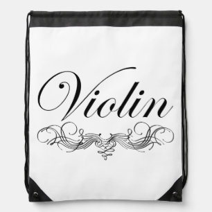Violin Script Drawstring Bag