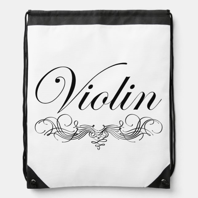 Violin Script Drawstring Bag (Front)