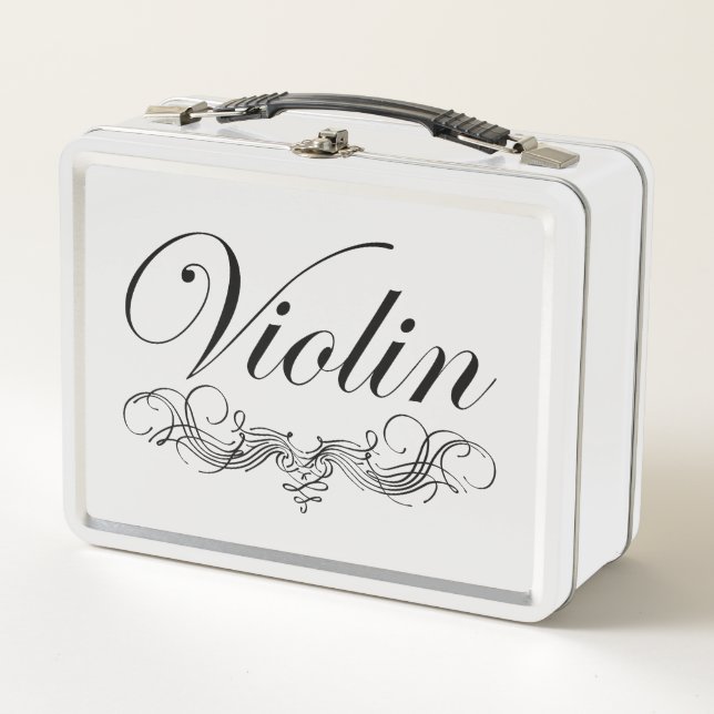 Violin Script Metal Lunch Box (Front)