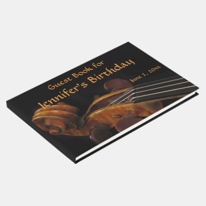 Violin Scroll Birthday Party Guest Book