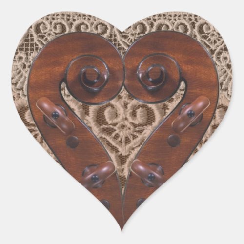 Violin Scroll Heart Sticker