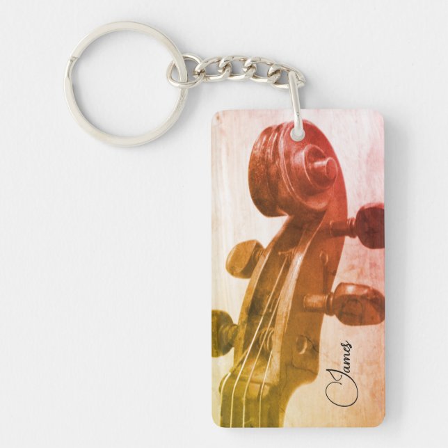 Violin scroll violinist music teacher custom name keychain (Front)