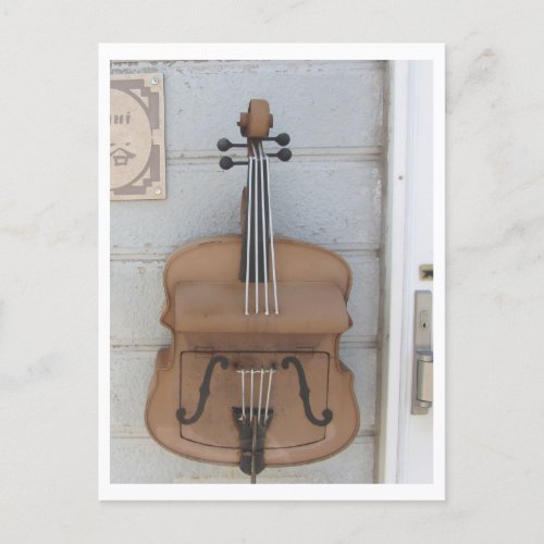 Violin shaped mailbox in Japan Postcard