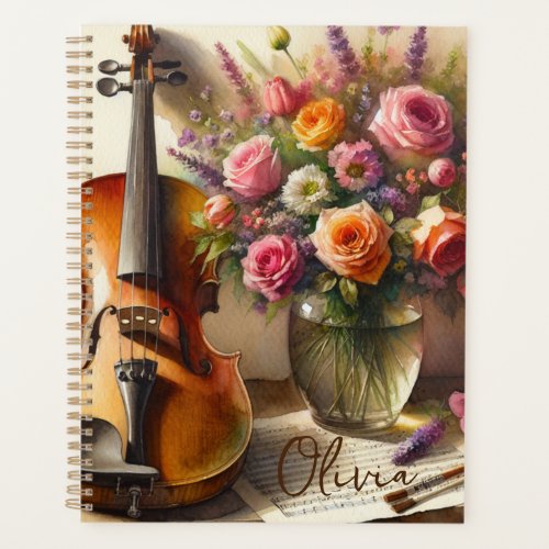 Violin Sheet Music and a Vase of Flowers  Planner