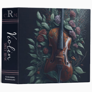 Violin Sheet Music Binder   Monogram Gothic Rose