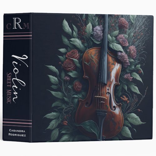 Violin Sheet Music Binder  Monogram Gothic Rose