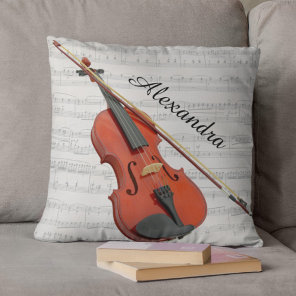 Violin Sheet Music Personalized  Throw Pillow