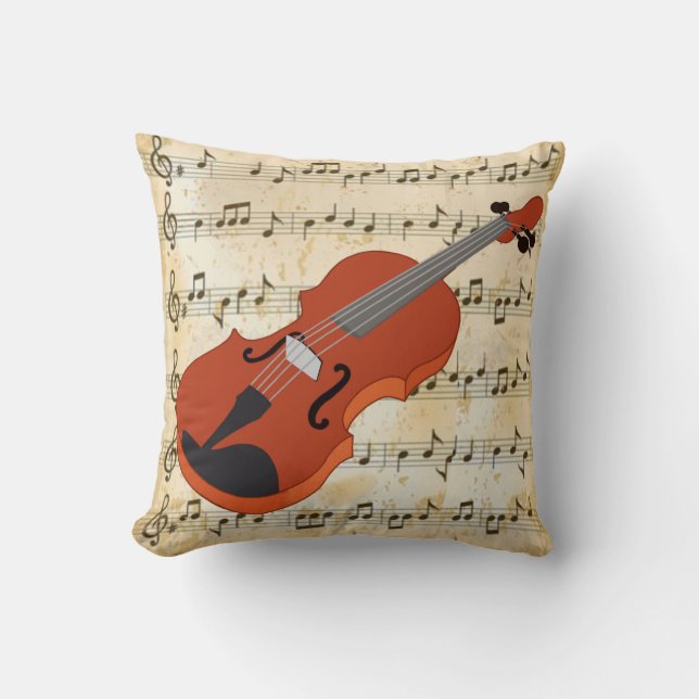 Violin Sheet Music Reversible Throw Pillow (Front)