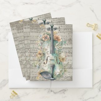 Violin Sheet Music Vintage Pocket Folder